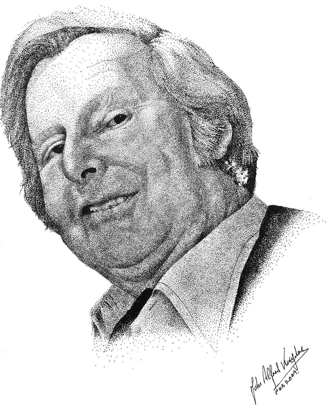 Dotted drawing of Tony Hart by John Kingdon. Picture: John Kingdon