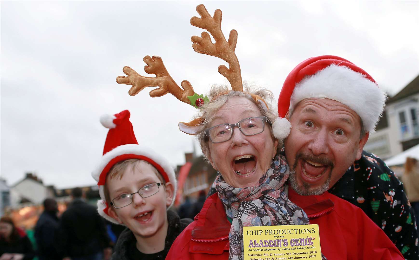 Jared Woodward, Suzanne Burdon and Andrew Kuipers at last year's West Malling Christmas Festival Picture: Phil Lee