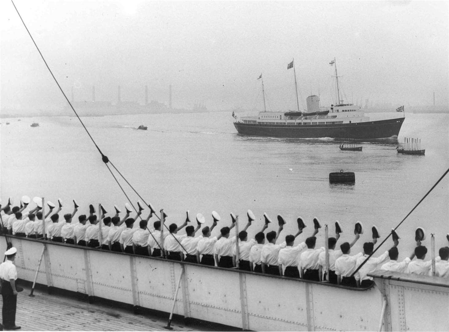 Crowds packed the promenade at Gravesend, which was decorated from end to end with bunting in May 1960. They watched the Royal Yacht Britannia pass, carrying the newly-weds Princess Margaret and Antony Armstrong-Jones off to their honeymoon in the Caribbean