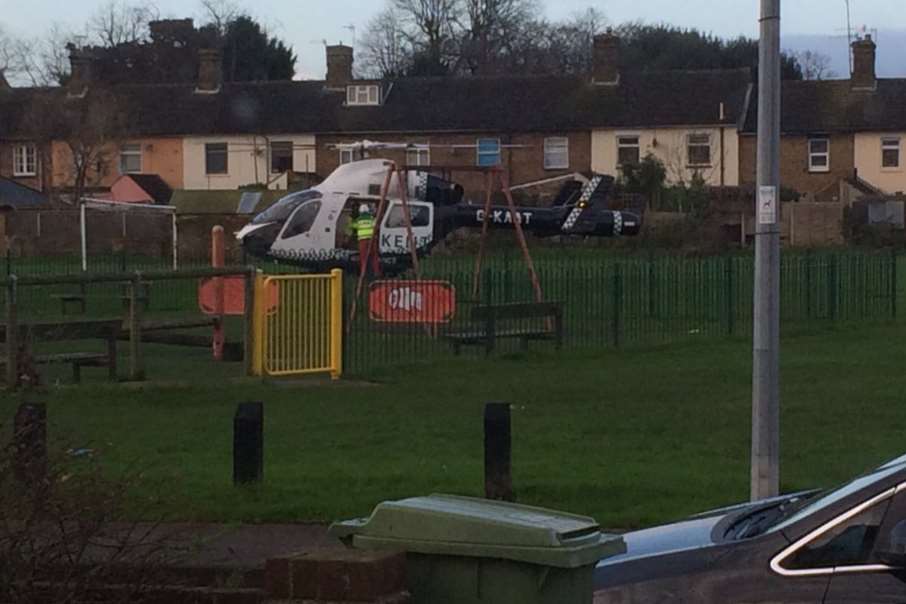 The air ambulance landed in Reedland Crescent. Pic: @victoriaong87