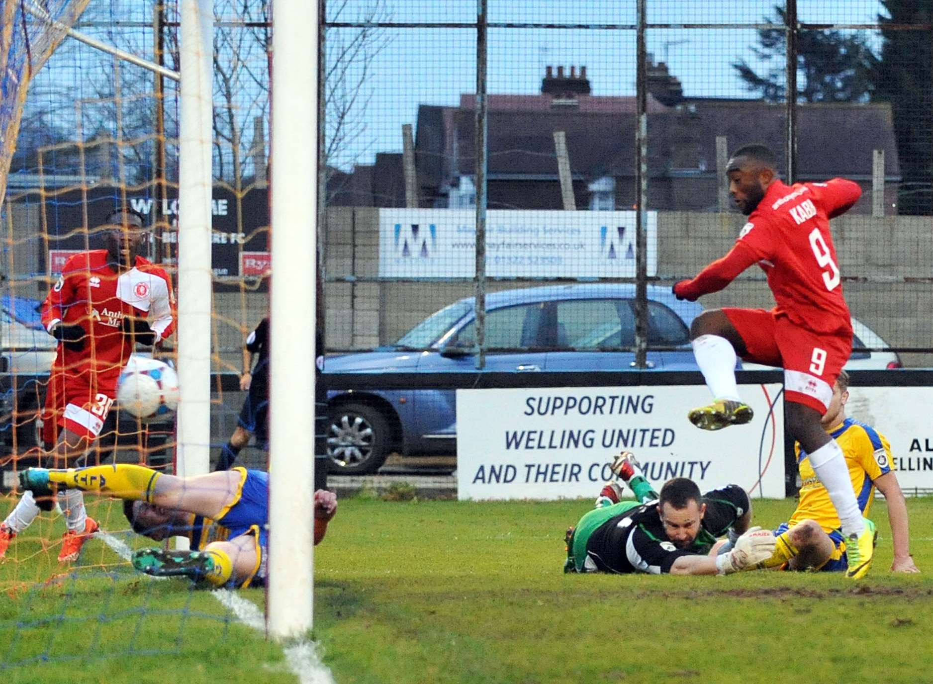 Sahr Kabba equalises for Welling in the last minute. Picture: David Brown