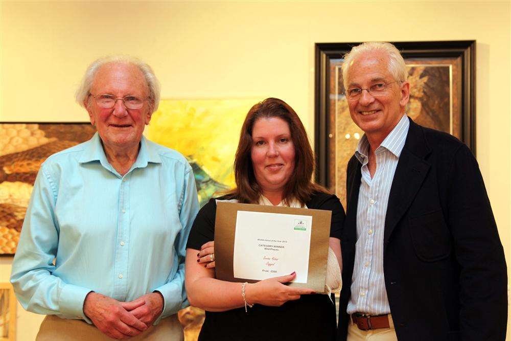 Sevina Yates with David Shepherd and ex-England cricketer and wildlife lover, David Gower