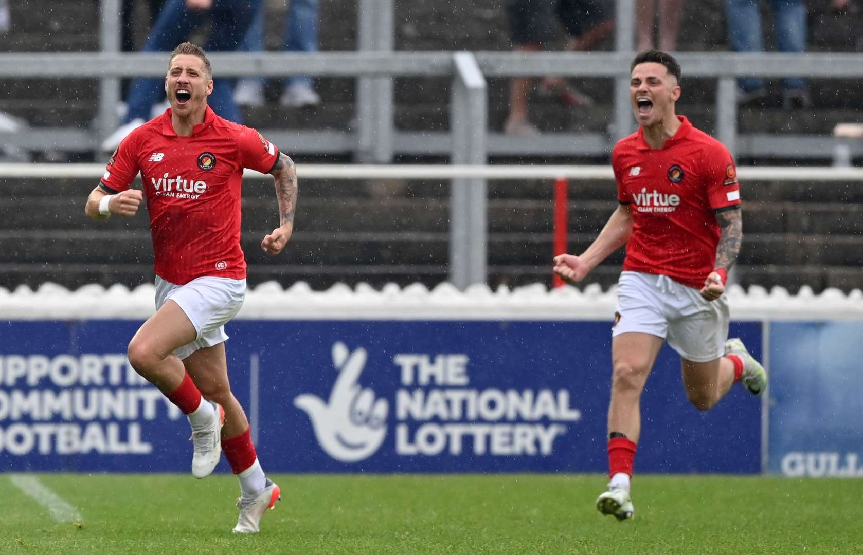 Lee Martin celebrates putting Ebbsfleet ahead on Sunday. Picture: Keith Gillard