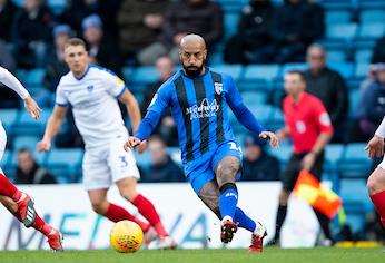 Gillingham striker Josh Parker in action against Portsmouth Picture: Ady Kerry (6207092)
