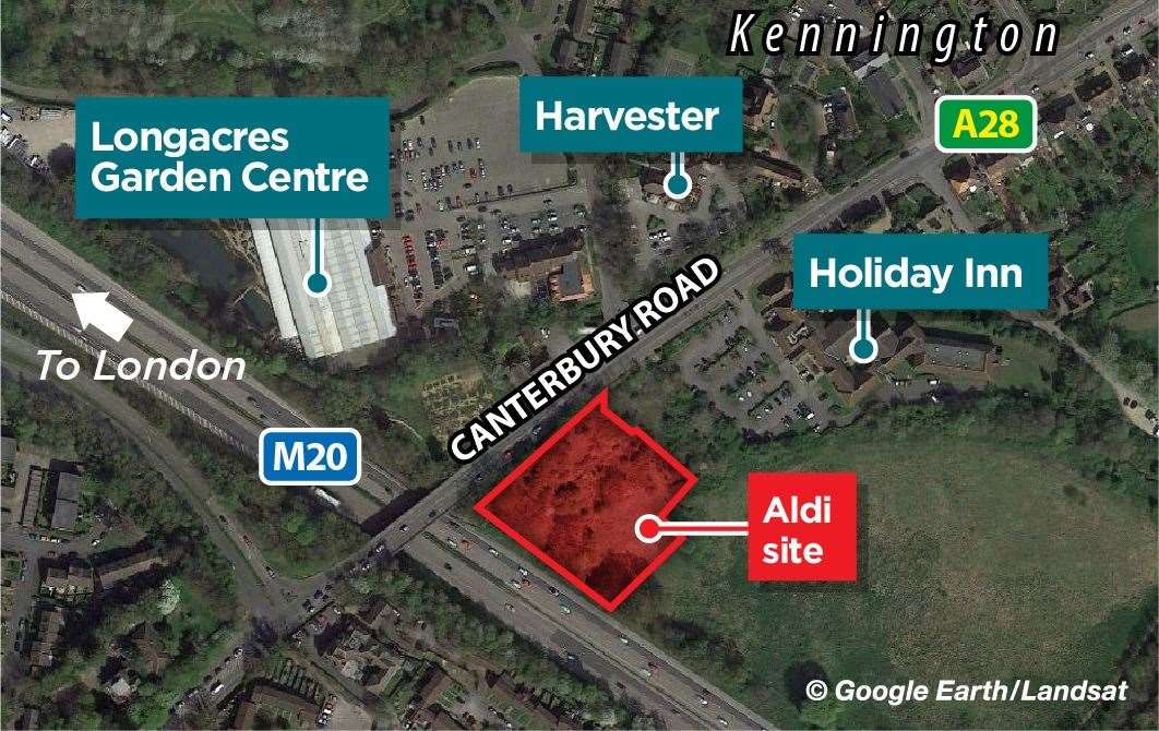 Where the Aldi could be built in Canterbury Road, Kennington