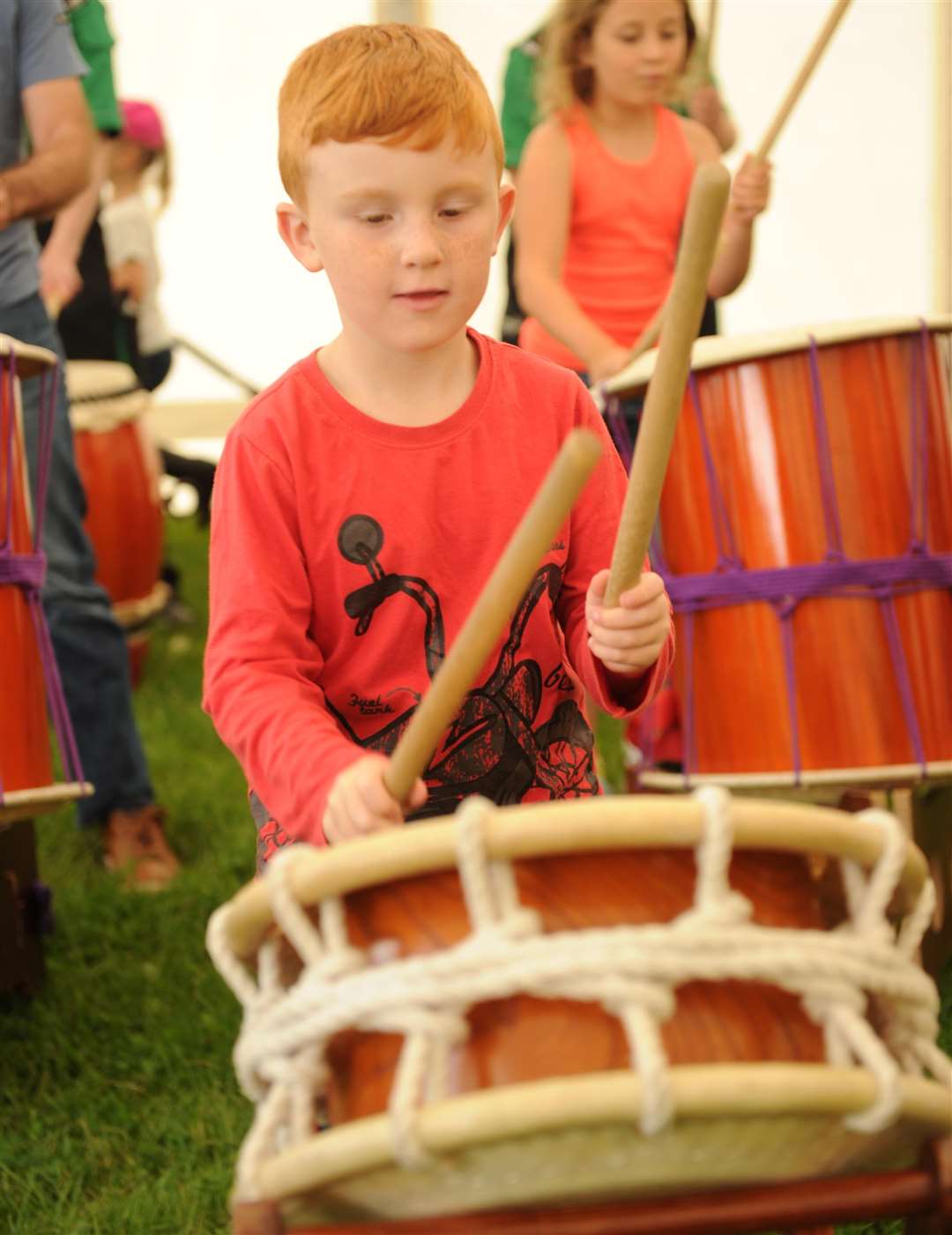 Harry (6) at the Taiko drumming workshop last year .Picture: Steve Crispe