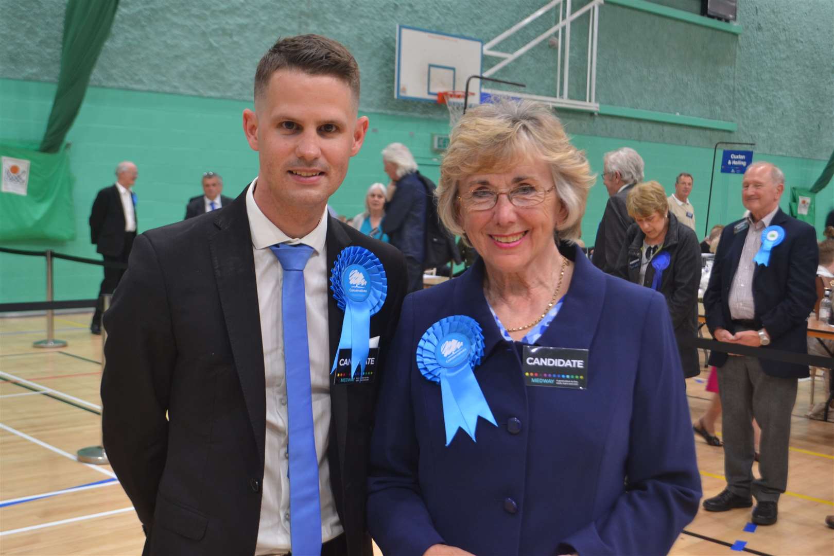 Cllr Martin Potter and Kirstine Carr at an election count in 2019