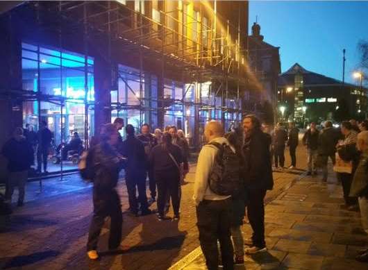 Customers standing outside the pub. Picture: Steve Martin