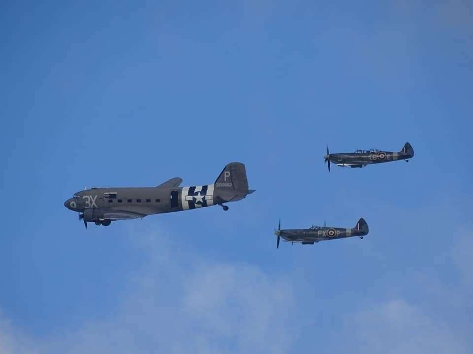 The spitfires flew over Chatham on their way to Dover. Photo: Hazel Cox (21300581)