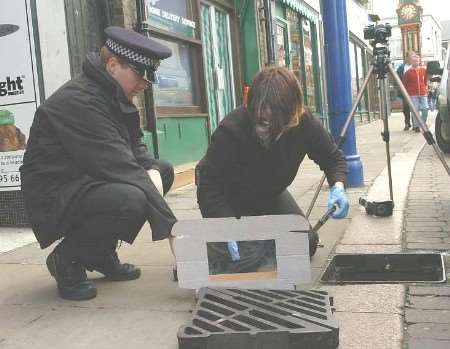 Officers found the knife in a drain in the high street. Picture: MIKE SMITH