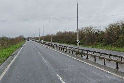 The A299 westbound between Minster and Monkton has been closed. Picture: Google Street View