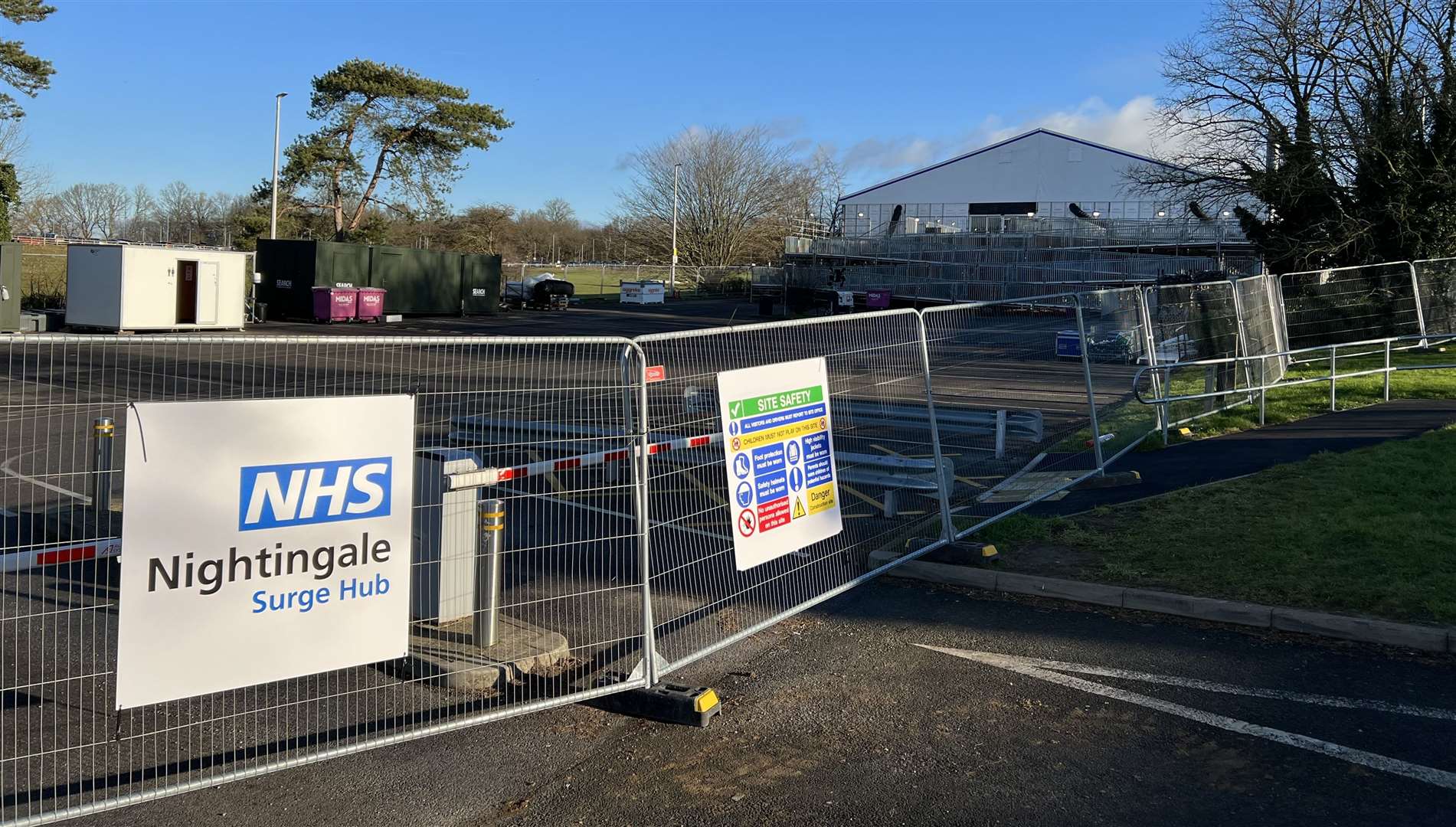 The Nightingale Covid-19 surge hub in the car park of the William Harvey Hospital. Picture: Barry Goodwin