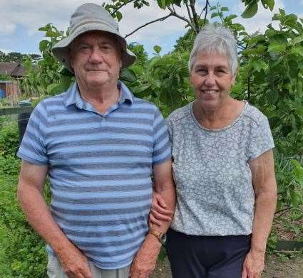 Tony Grieve alongside wife, Sandra, at the current Bearsted allotments.