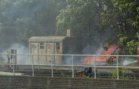 The scene of the fire on Monday afternoon. Picture: PETER STILL