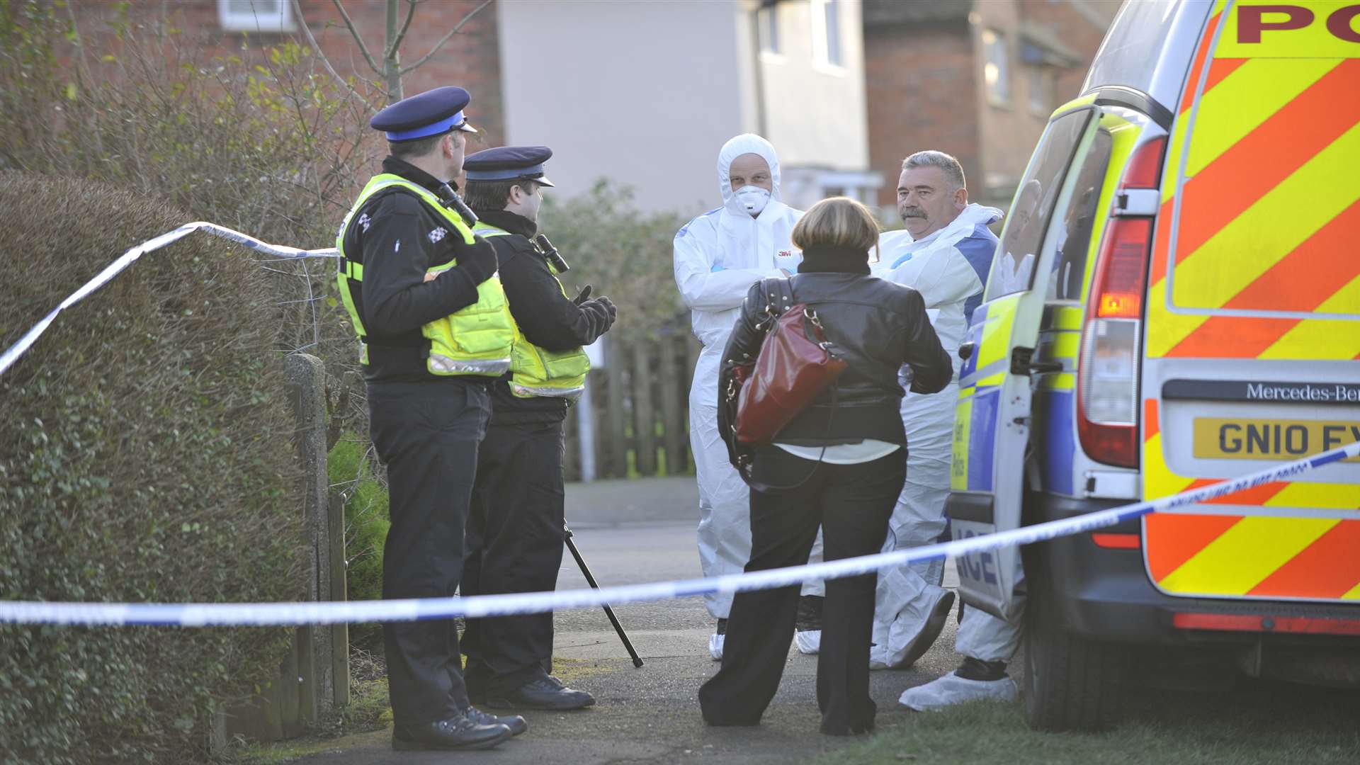 A police forensic team at the scene. Picture: Tony Flashman