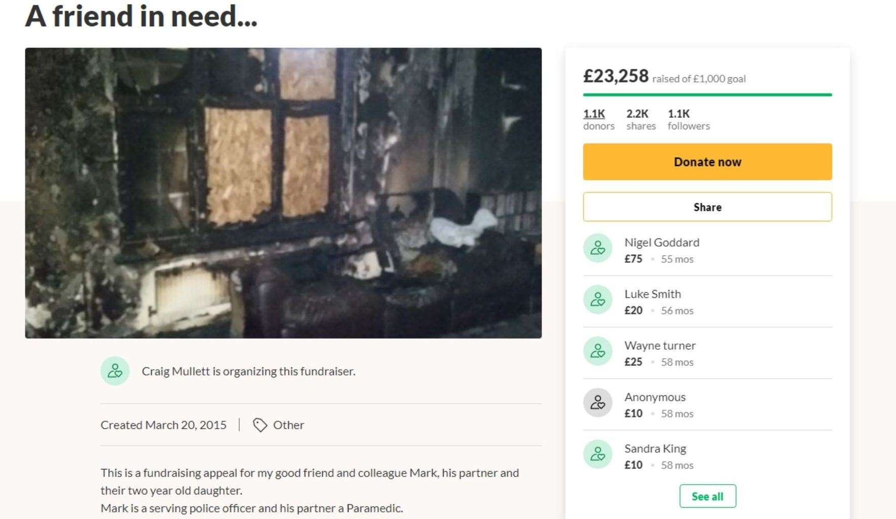 The GoFundMe page achieved well above the original target. Picture: GoFundMe