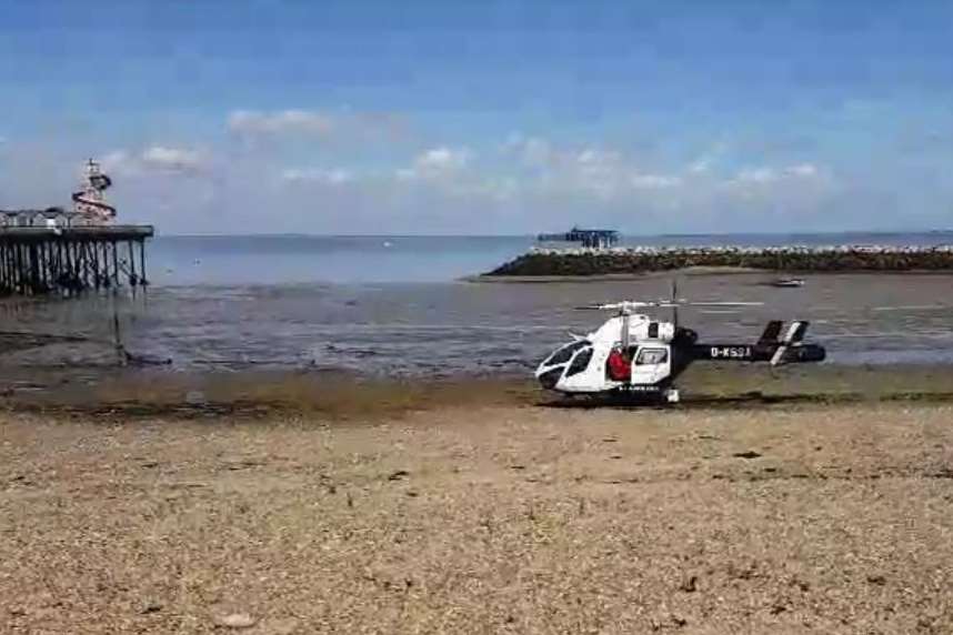 The air ambulance on Herne Bay beach. Picture: Gerald McCarthy
