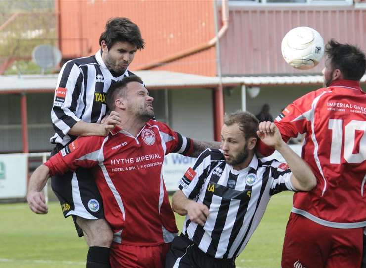 Hythe Town's Danny Lye in action against Peacehaven & Telscombe Picture: Gary Browne