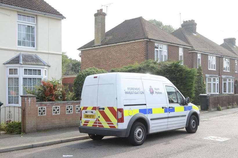 Police at the scene of the alleged attack in South Willesborough. Picture: Gary Browne