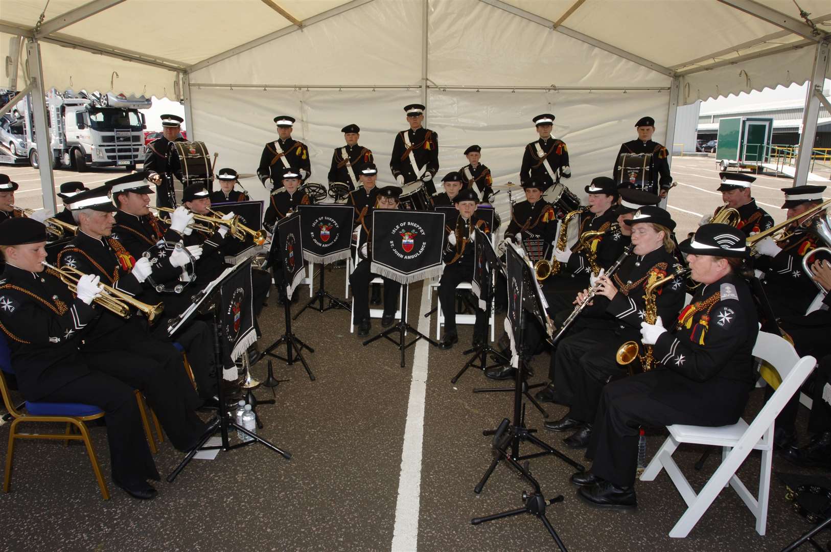 Sheppey St Johns Ambulance Band in action at the official opening of the Sheppey Crossing