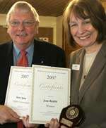 Terry Spice and Jean Beattie with their governor of the year awards. Picture: PETER STILL