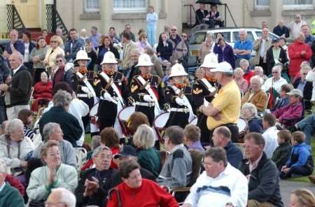 The Royal Marines' Corps of Drums arrive for a previous Marines On The Green concert