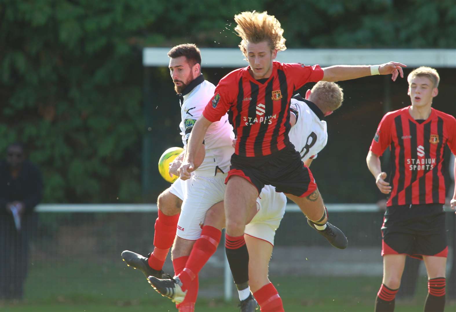 Luke Wheatley (in white) playing for Ramsgate against Sittingbourne Picture: John Westhrop