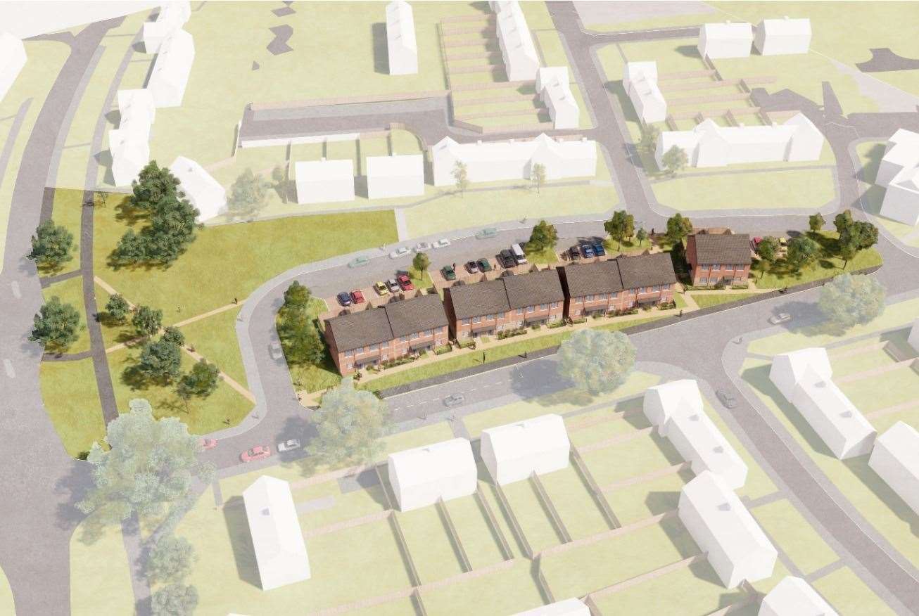 An architect's impression of what the homes on Eastcourt Green, Twydall, could look like. Picture: HazleMcCormackYoung LLP/ Medway Council