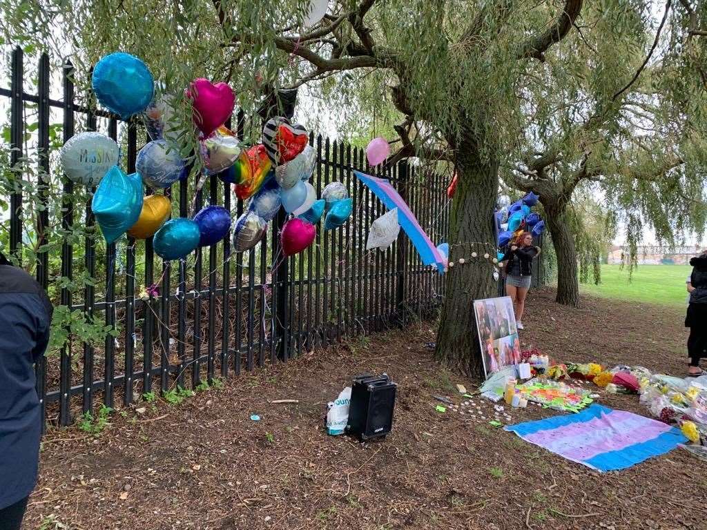 Tributes to Ellis Murphy-Richards at New Road playing fields, Sheerness, by classmates