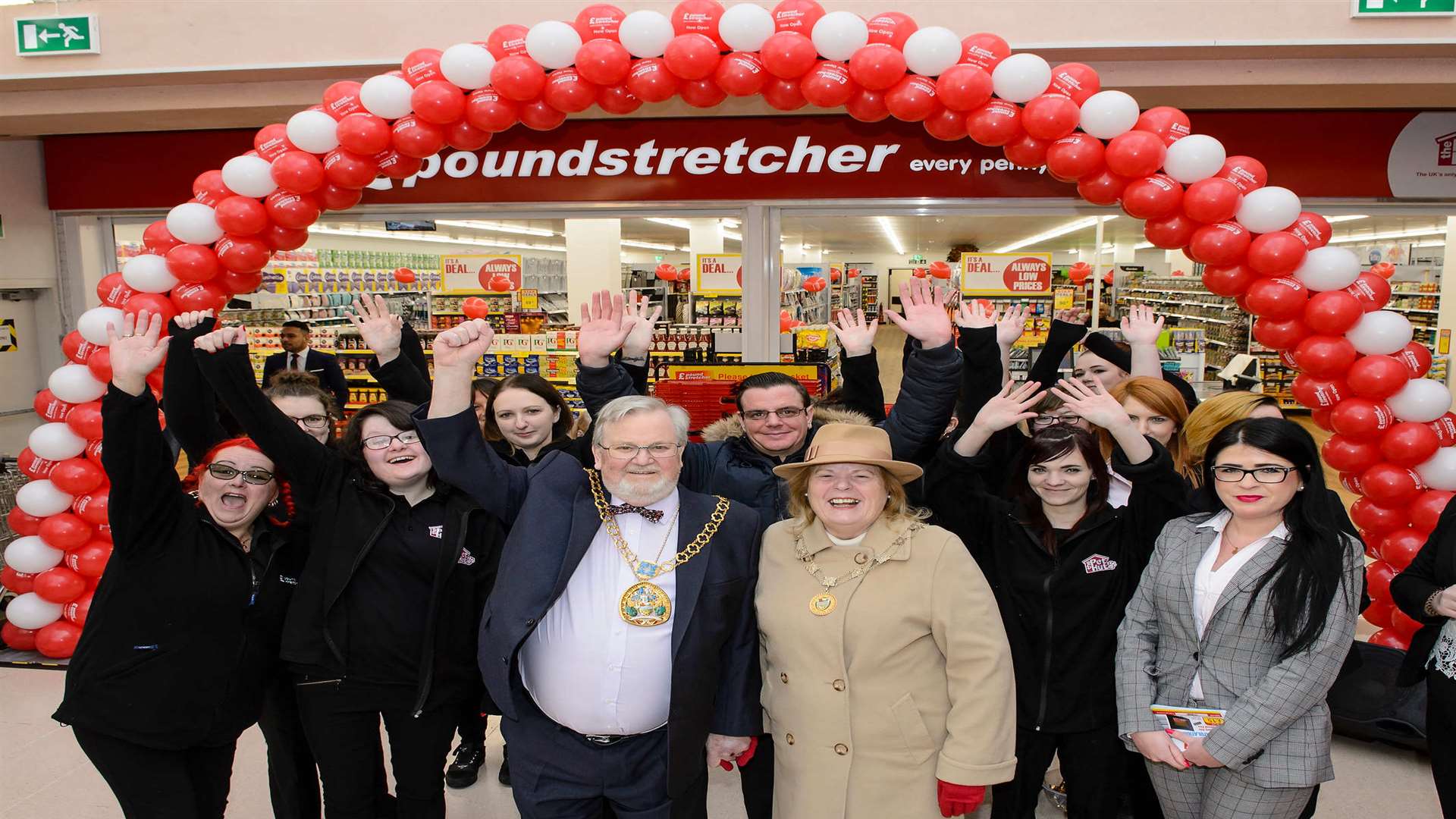Mayor Colin Prescott, Pamela Prescott and staff at the opening of the Sittingbourne store