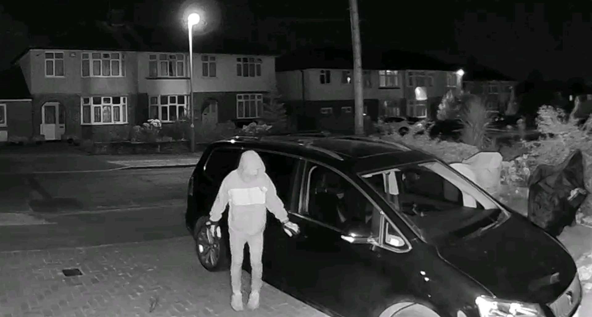 A man was spotted on a doorbell camera getting into a car