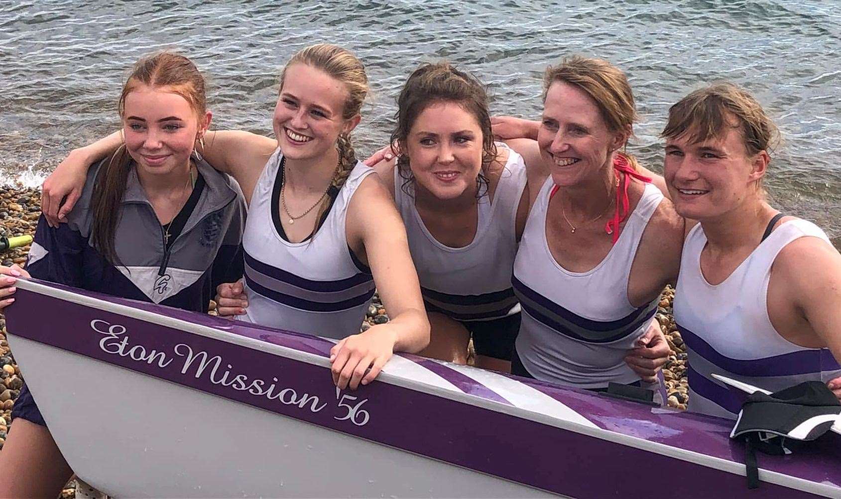 Deal Rowing Club’s women’s senior four crew of, from left, cox Scarlett Morgan, Maisie-Jayne Lahr, Lois Mullaney, Sharron Mullaney and Vicky Ward