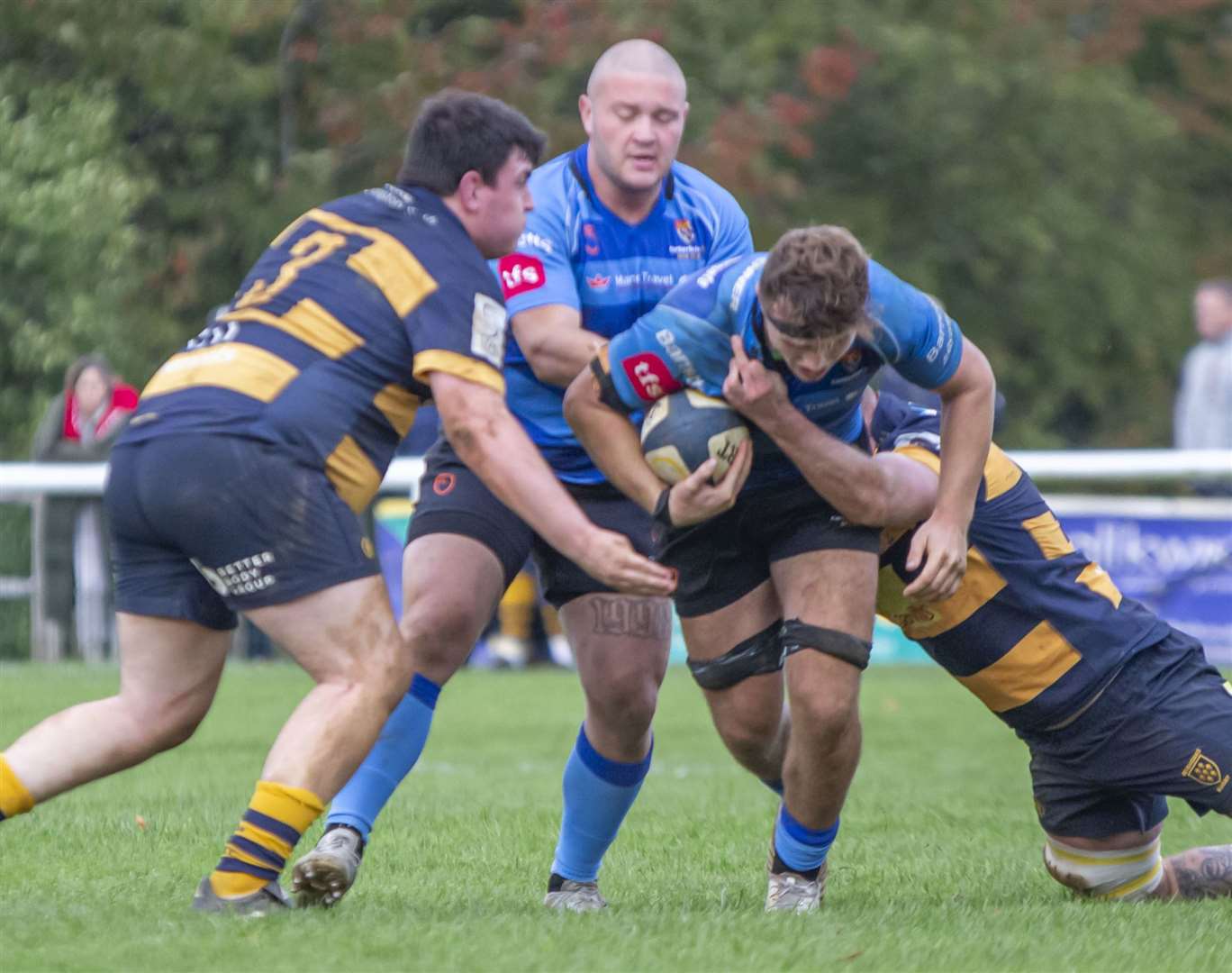 Canterbury's Cameron Murray (light blue) in the thick of the action against Sevenoaks. Picture: Phillipa Hilton