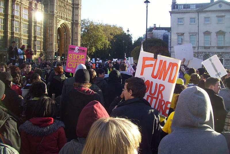 Students protested against tuition fee hikes. Picture: BillyH.