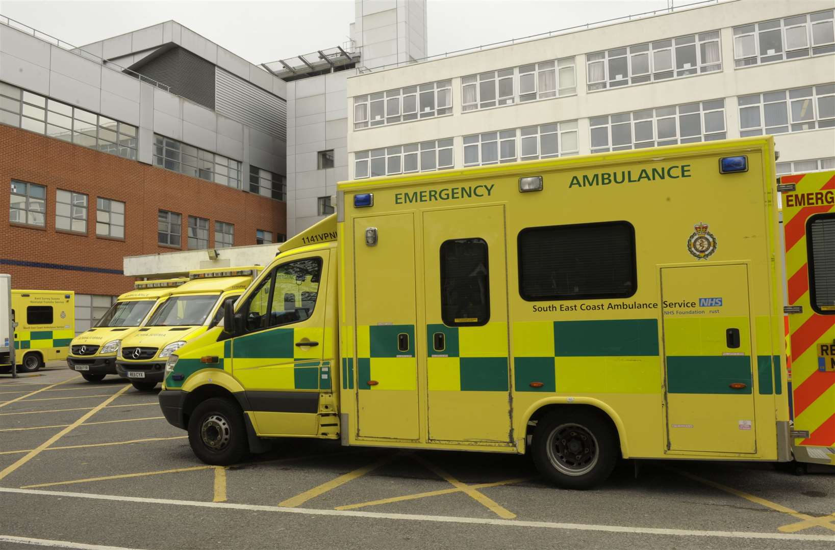 Ambulances at Medway Maritime Hospital in Gillingham. Picture: Steve Crispe
