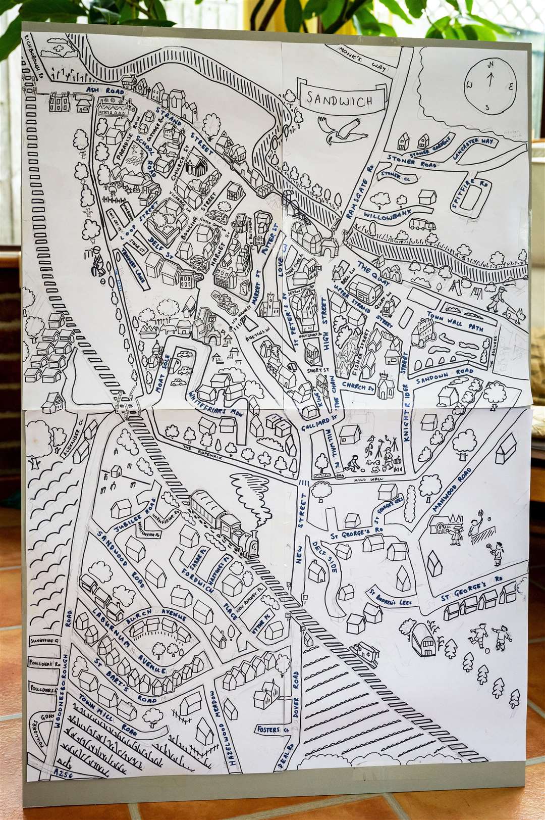Daniel's hand-drawn map of Sandwich in its initial stages
