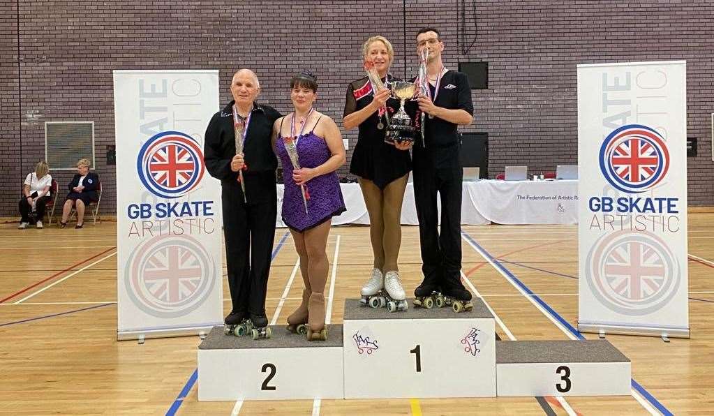 Paul Cuthbert and Joanne Malyon (middle) won first prize in the Classic Couples event.  Image: Medway Roller Dance