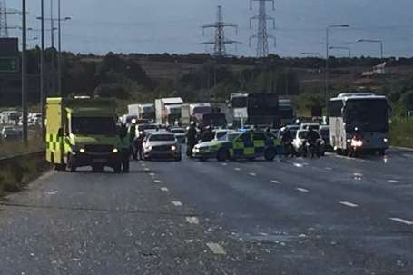 The scene of the crash on the A2 at Gravesend