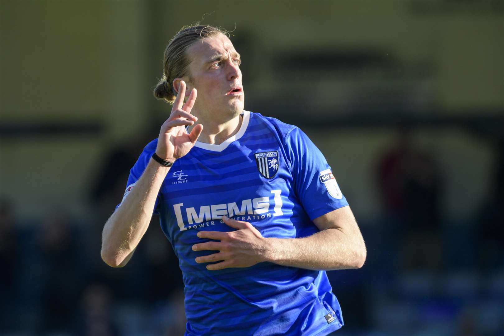 Tom Eaves celebrates his first and Gillingham's second goal against Plymouth Picture: Andy Payton