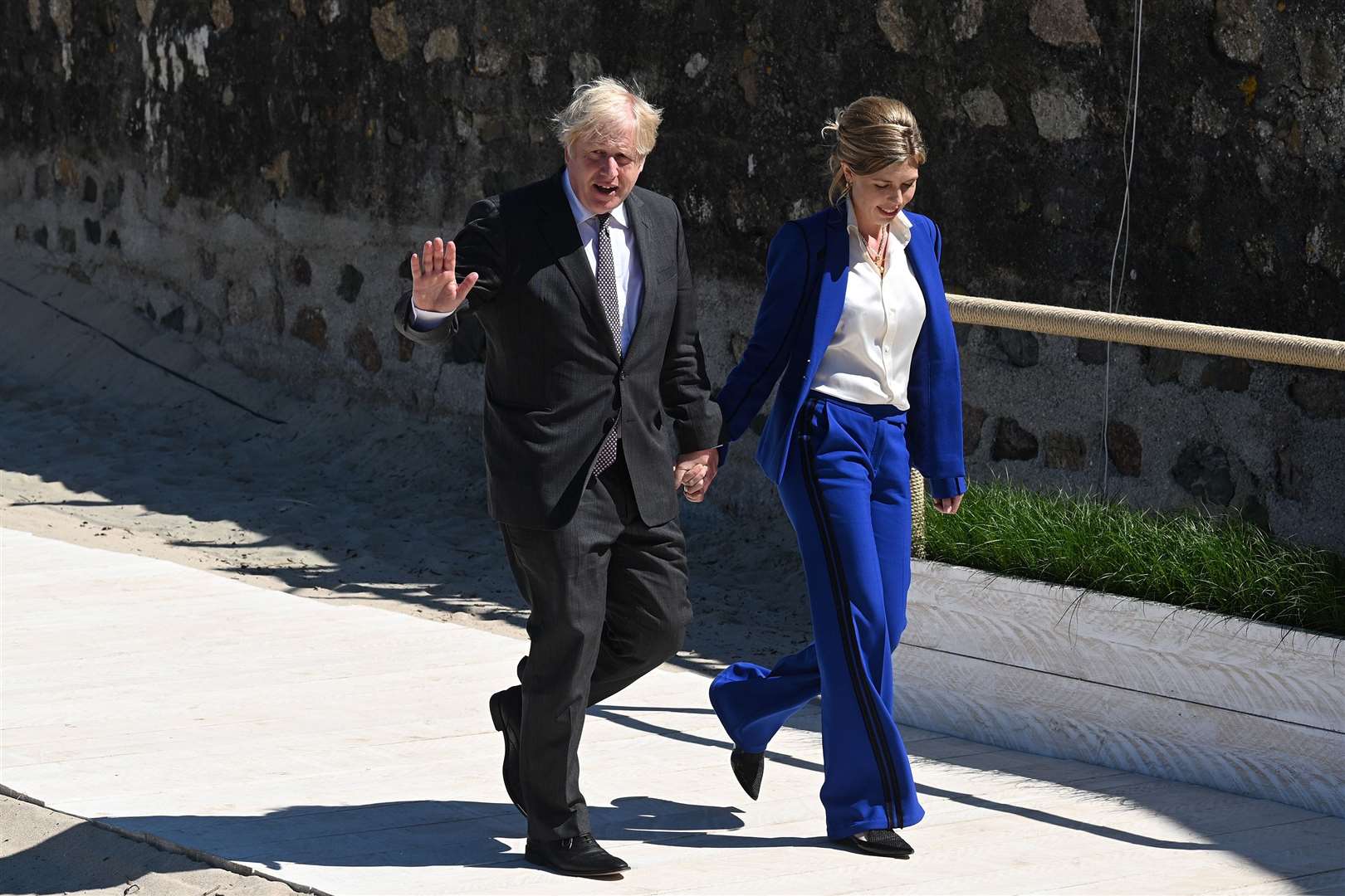 Prime Minister Boris Johnson and his wife Carrie Johnson are pictured together at the G7 summit earlier this year. (Leon Neal/PA)