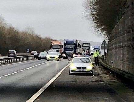 The M26 closure, tweeted by @kentpoliceroads