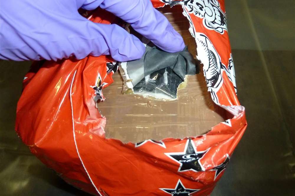 One of the packages of class A drugs found at the port