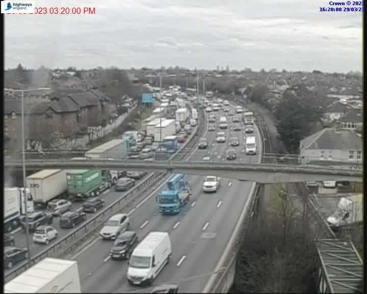 The accident happened on the M25 clockwise at Princes Road, Dartford. Picture: National Highways