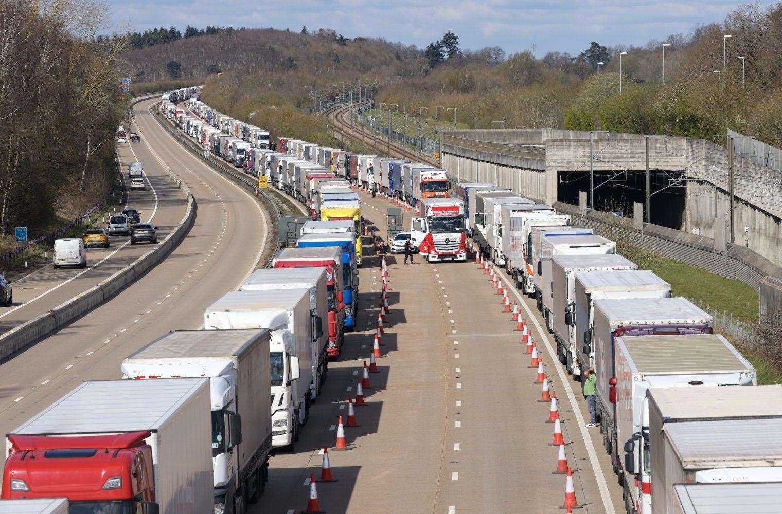 Lorries are stacked up for as far as the eye can see. Picture: UKNIP