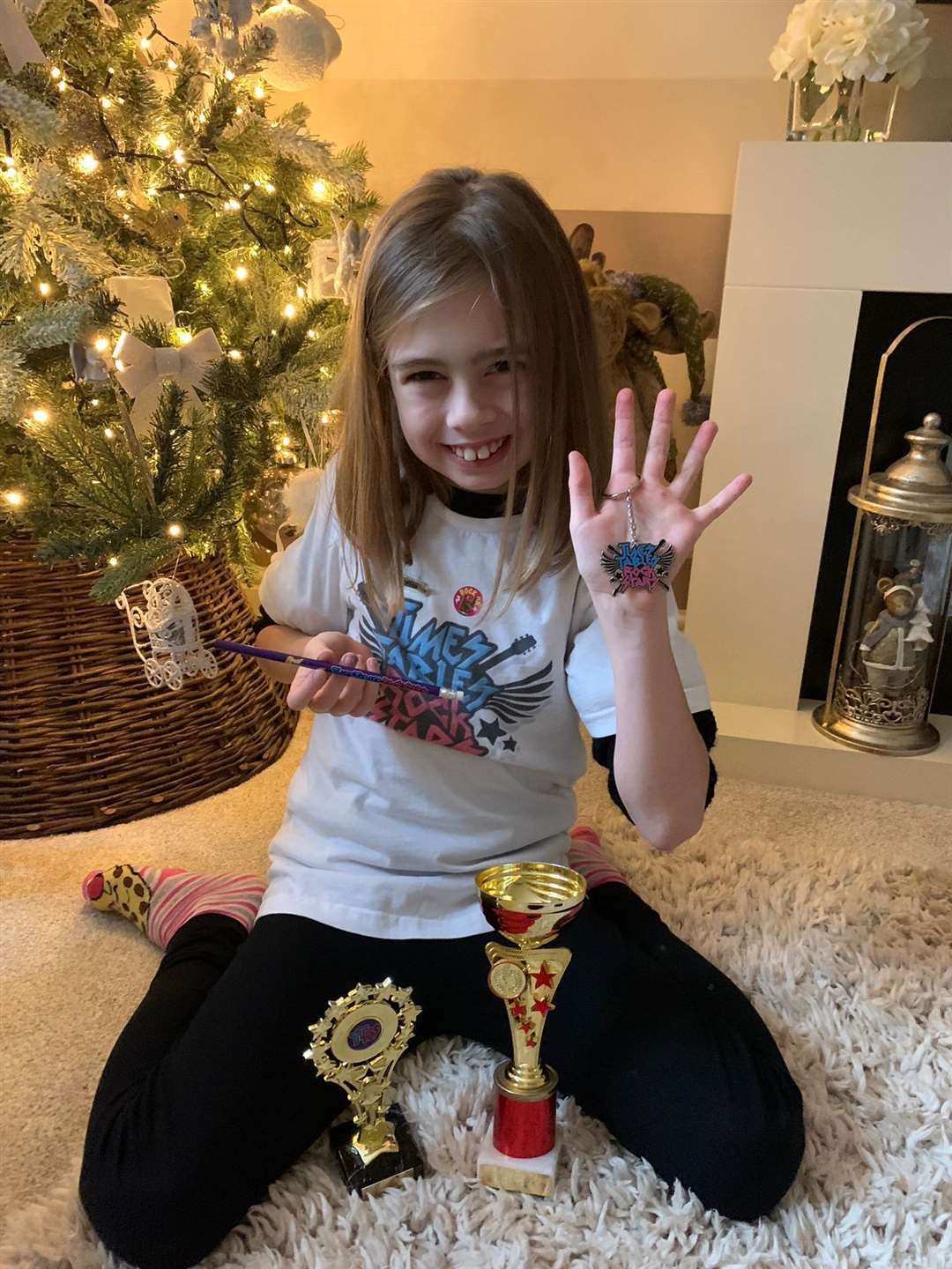 Bobbing School pupil Brooke Cressey pictured with her TTRockstars T-shirt and trophies Picture: Mark Cressey