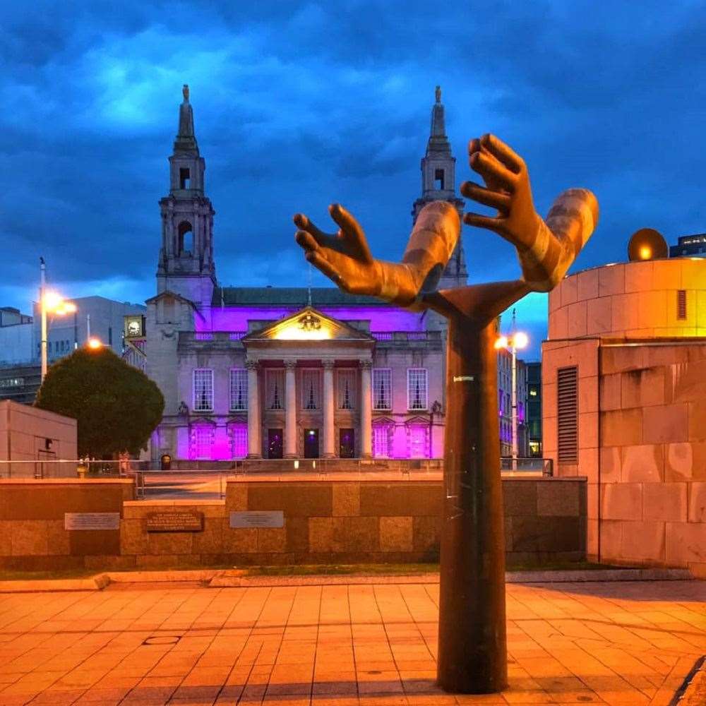 Civic Hall in Leeds was illuminated purple (Rob Wilson/PA)