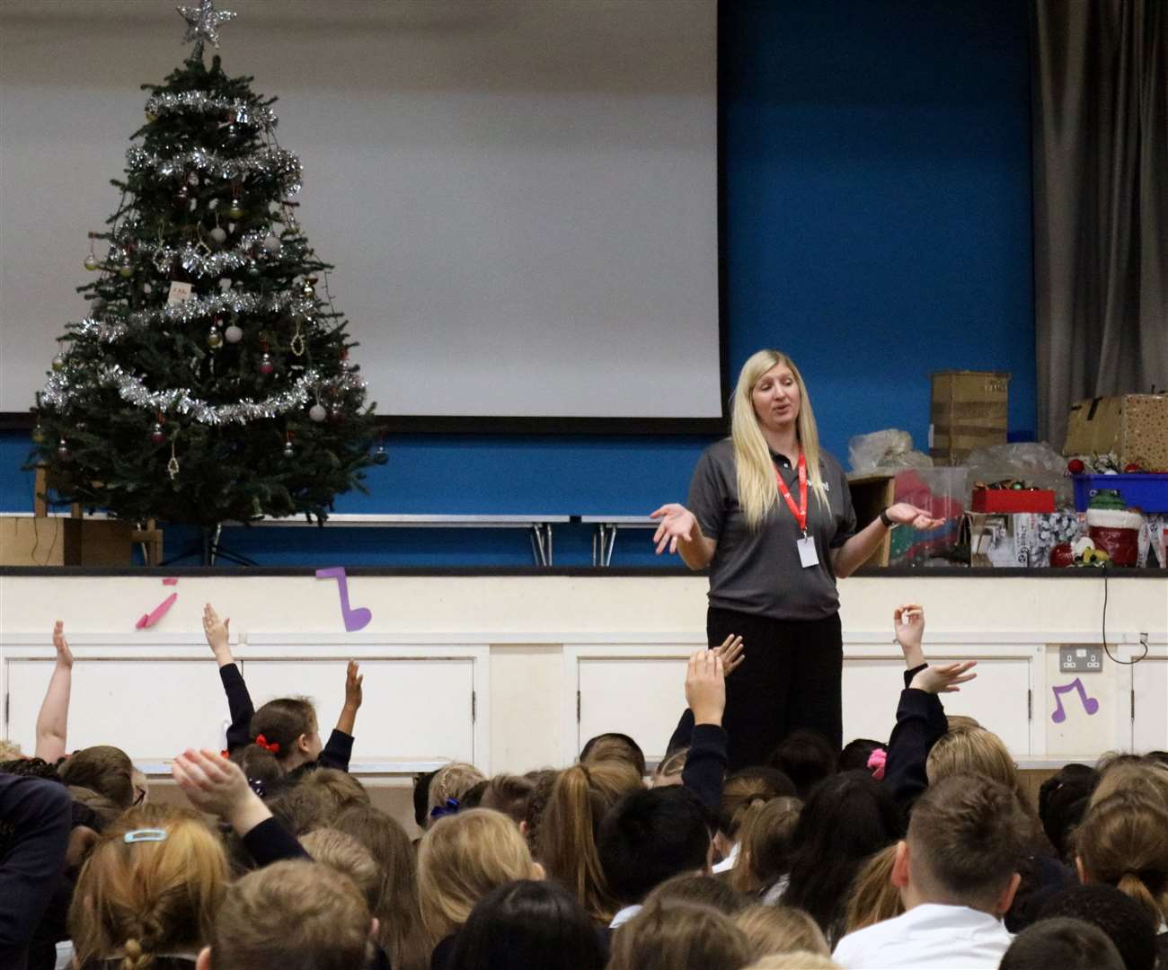 Rebecca Adlington spoke to pupils at New Horizons Children's Academy, Park Crescent, Chatham, about the importance of learning to swim. Picture: New Horizons Children's Academy
