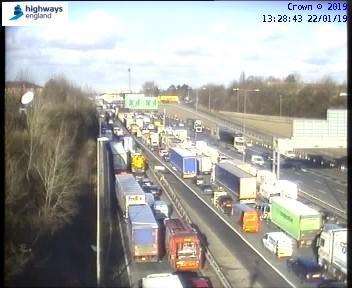 The collision has caused one side of the tunnel to be closed, causing traffic problems. Picture: Highways England. (6704548)