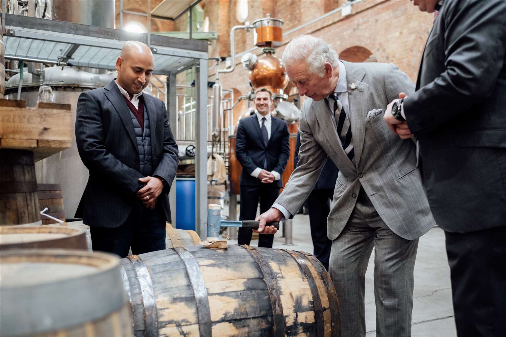 HRH Prince Charles visiting The Copper Rivet Distillery in February