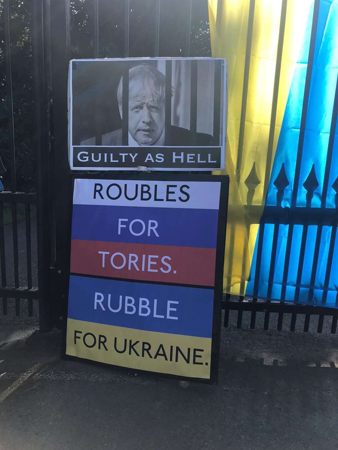 A sign with Boris Johnson's face was also put up outside Seacox Heath. Picture: Peter Eugene Beagan